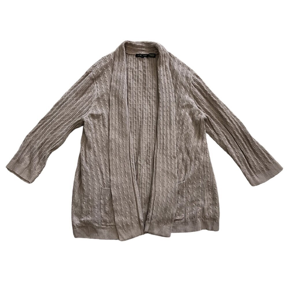 Jeanne Pierre Brown Knit Open Front Cardigan L